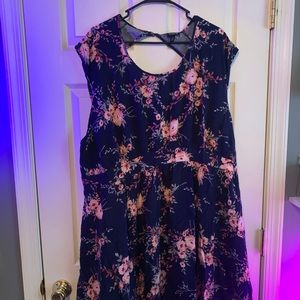 Torrid Blue Floral Dress with cutout back